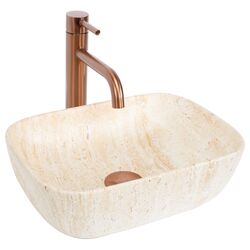 Náhled obrázku: Umyvadlo na desku 36x25 cm REA Belinda Mini Travertine Matt 