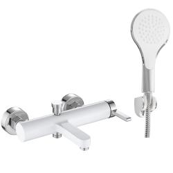 Náhled obrázku: Vanová baterie 150mm vč. sprchy REA POLO matná bílá-chrom 
