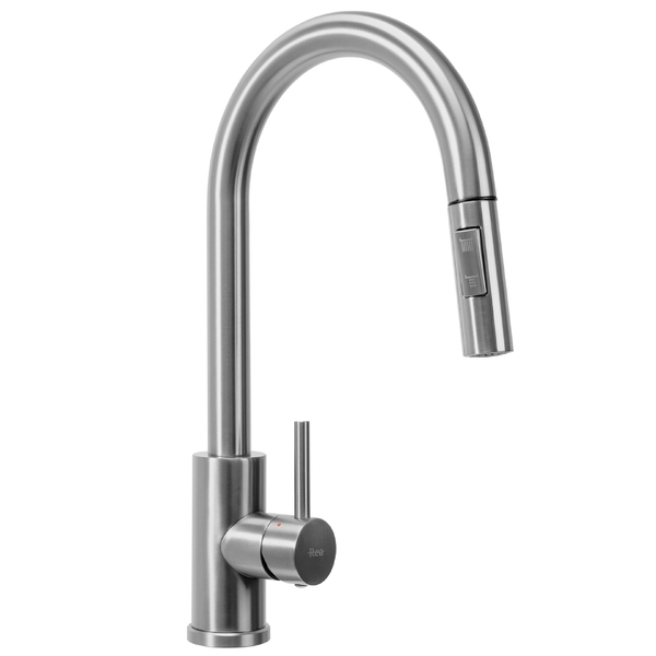 Dřezová baterie s vytahovací sprchou Rea Fresh Nickel Brush INOX