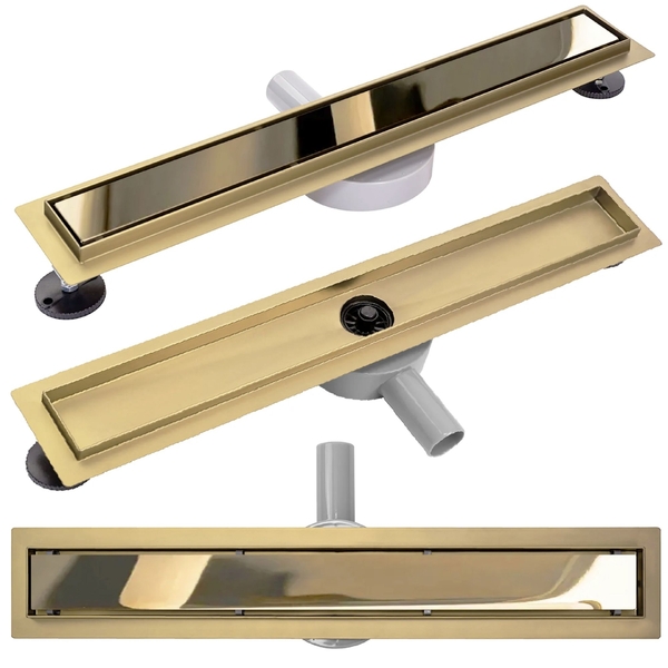 Odtokový sprchový žlab 90cm Rea Pure Neo Mirror Pro zlato
