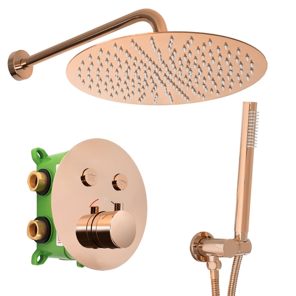 Podomítková termostatická sprchová sada REA LUNGO MILER ROSE GOLD + BOX