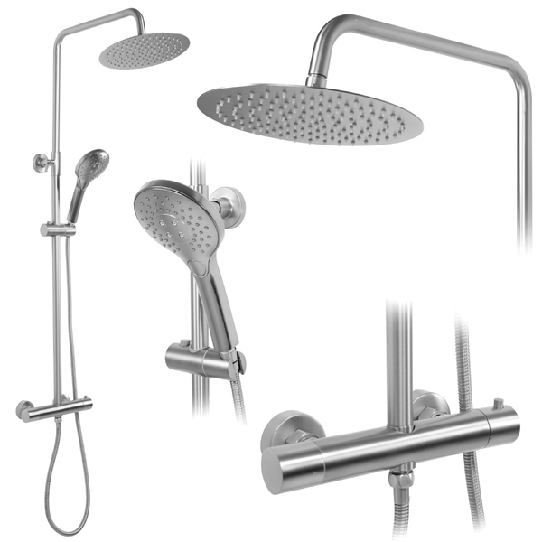 Sprchový set s termostatem REA VINCENT NICKEL BRUSH broušený nerez 