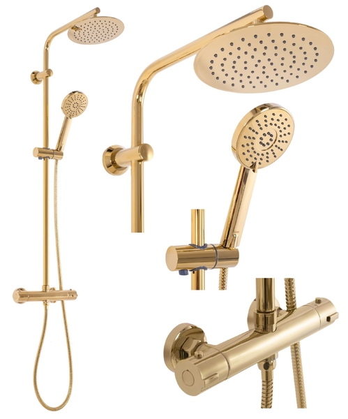 Sprchový set vč. termostatické baterie REA BLISS zlatá