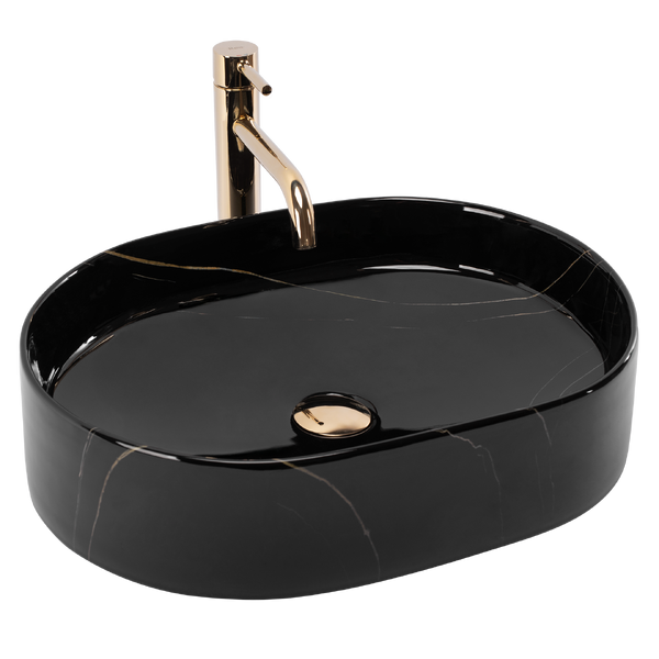 Umyvadlo na desku 50x38 cm REA Nadia 50 Black Stone
