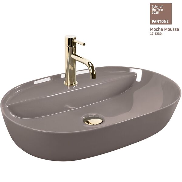 Umyvadlo na desku REA Aura 61x41 cm Beige Shiny