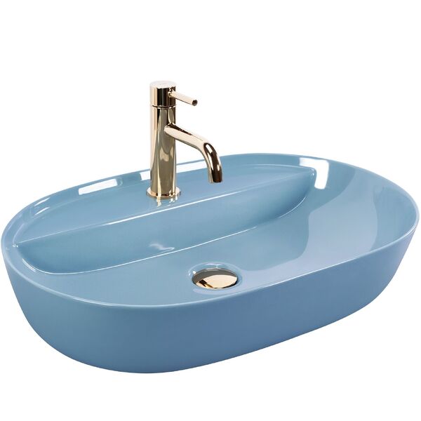Umyvadlo na desku REA Aura 61x41 cm Blue Shiny