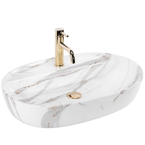 Umyvadlo na desku REA Aura 61x41 cm Shiny Aiax