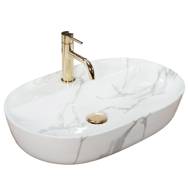Umyvadlo na desku REA Aura 61x41cm Marmo Shiny