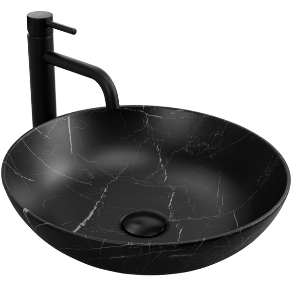 Umyvadlo na desku REA FIBO Black Matt průměr 40,5cm