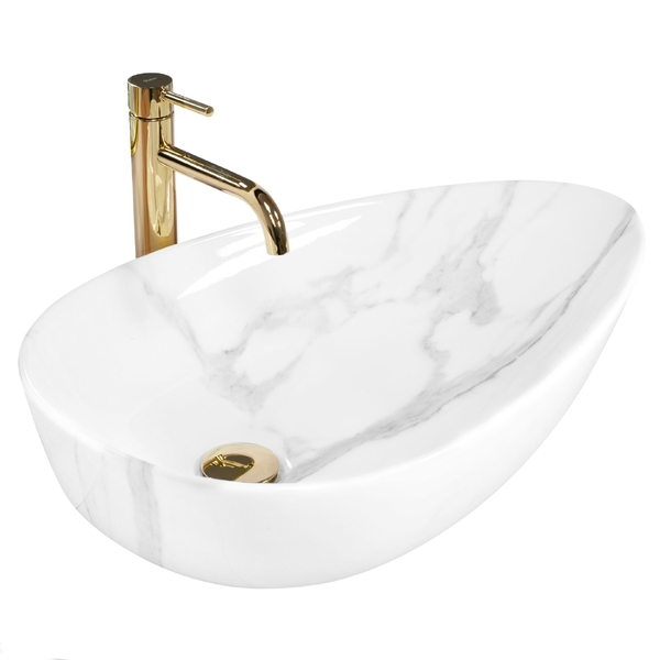 Umyvadlo na desku REA GRETA 65,5x40cm Bianco Shiny