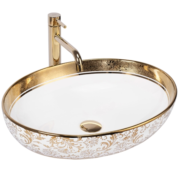Umyvadlo na desku Rea Margot 52x40cm White/Gold