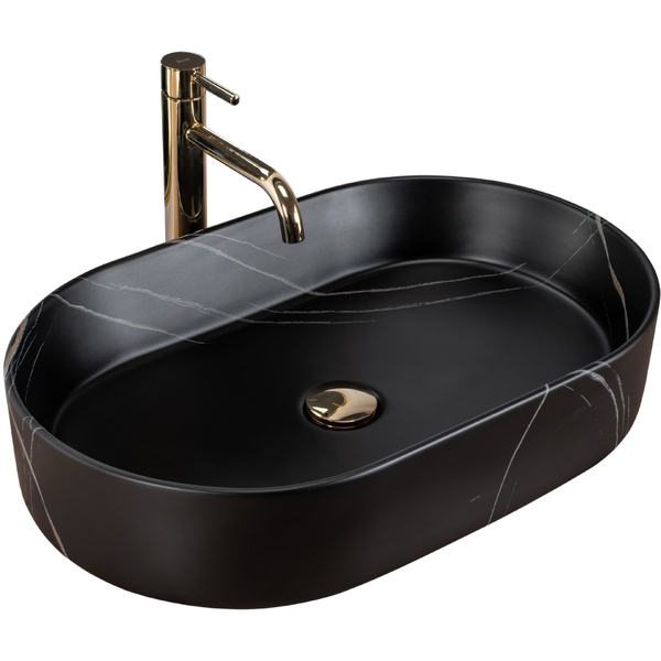 Umyvadlo na desku REA Nadia 61x38,5cm Stone Black Matt