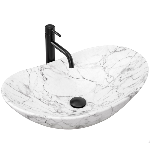 Umyvadlo na desku REA ROYAL 60,5x36cm Statuario Marble Matt