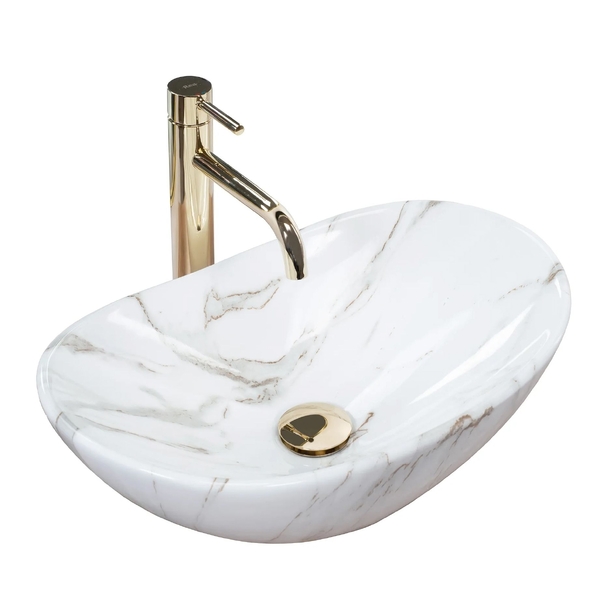 Umyvadlo na desku REA Royal Mini 47x30cm Aiax Shiny