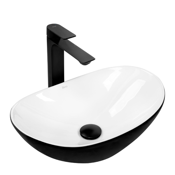 Umyvadlo na desku REA Royal Mini 47x30cm Black White