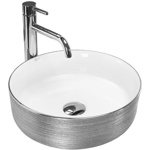 Umyvadlo na desku Rea Sami průměr 36cm Brush Silver