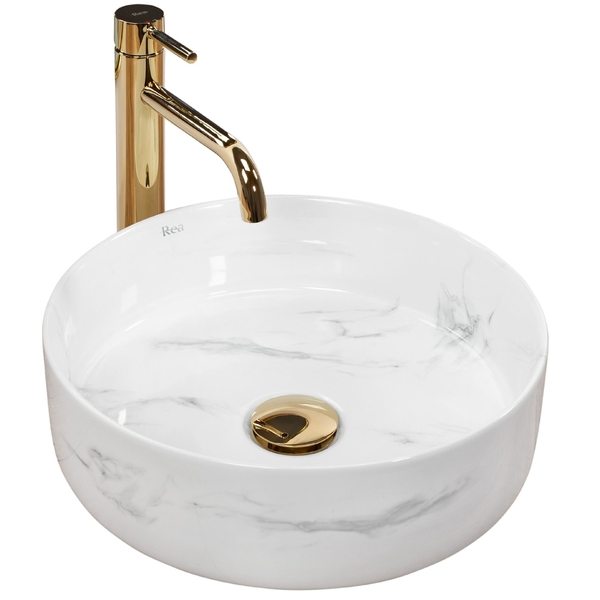 Umyvadlo na desku REA Sami průměr 36cm Nature Marble