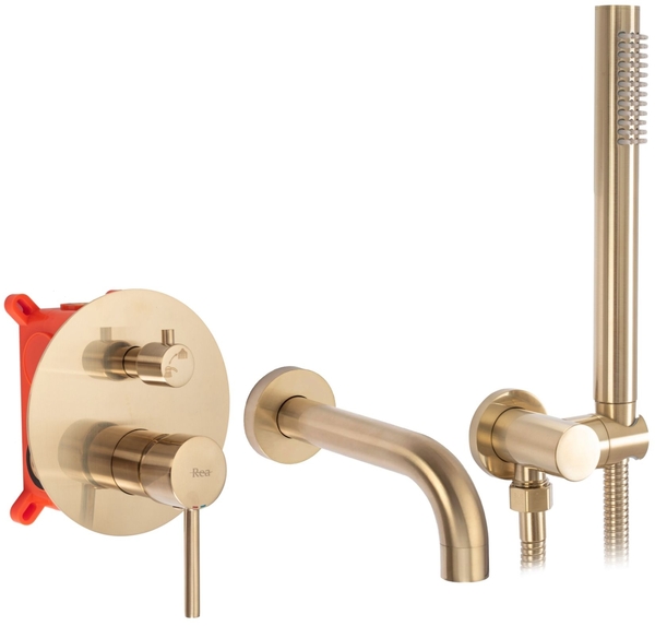 Vanová podomítková baterie vč. sprchy Rea Lungo Gold Brush + Box