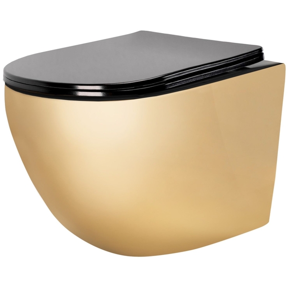 Závěsné WC Rea Carlo Mini Flat Rimless Gold/Black